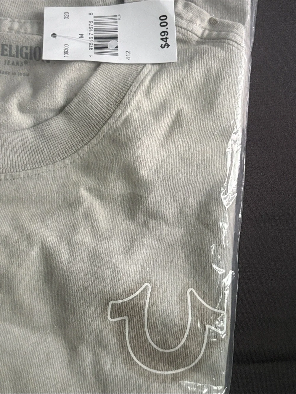True Religion Men’s Short Sleeve Tee — Light mint green Medium